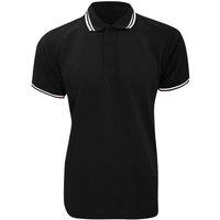Kustom Kit Men's Tipped Piqu Short Sleeve Polo Shirt in Jet Black | Size: Large