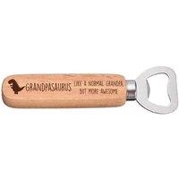 60 SECOND MAKEOVER Men's Grandpa Dinosaur Awesome Wooden Bottle Opener in Beige