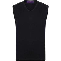 Henbury Men's Sleeveless 12 Gauge V-Neck Fine Knit Jumper in Black | Size: Medium