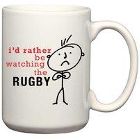 60 SECOND MAKEOVER Men's I'd Rather Be Watching The Rugby Man Mug in White