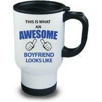 60 SECOND MAKEOVER Men's This Is What An Awesome Boyfriend Looks Like Metal Travel Mug in White