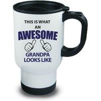 60 SECOND MAKEOVER Men's This Is What An Awesome Grandpa Looks Like Metal Travel Mug in White