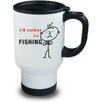 60 SECOND MAKEOVER Men's Mens I'd Rather Be Fishing Metal Travel Mug in White