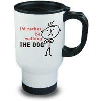 60 SECOND MAKEOVER Men's I'd Rather Be Walking The Dog Metal Travel Mug in White