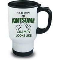 60 SECOND MAKEOVER Men's This Is What An Awesome Grampy Looks Like Metal Travel Mug in White
