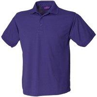 Henbury Men's Short Sleeved 65 35 Pique Polo Shirt in Purple | Size: Large