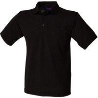 Henbury Men's Short Sleeved 65 35 Pique Polo Shirt in Black | Size: XL