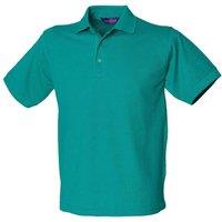 Henbury Men's Short Sleeved 65 35 Pique Polo Shirt in Jade | Size: Medium