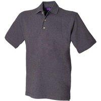 Henbury Men's Classic Plain Polo Shirt With Stand Up Collar in Charcoal | Size: Medium