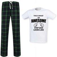 60 SECOND MAKEOVER Men's This Is What An Awesome Step Dad Looks Like Pyjamas PJ's Lounge Pants in Green | Size: XS