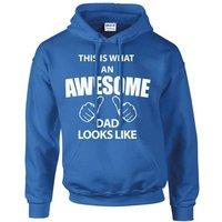 60 SECOND MAKEOVER Men's This Is What An Awesome Dad Looks Like Hoodie in Blue | Size: 2XL