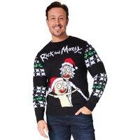 Rick & Morty Men's Christmas Jumper Warm Funny Xmas Sweater Pullover Top in Black | Size: Medium