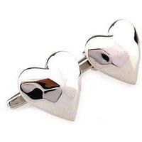 Charles William Men's Heart Love Cufflinks with Ridged Surface in Silver