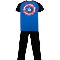 Marvel Men's Avengers Captain America Pyjamas in Black | Size: Small