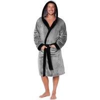CityComfort Men's Hooded Fluffy Dressing Gown in Grey | Size: Large