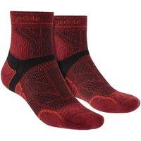 Bridgedale Men's Trail Running Lightweight T2 Merino Wool Sport 3/4 Crew Socks in Burgundy | Size: 12-14