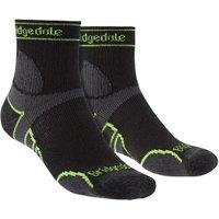 Bridgedale Men's Trail Running Lightweight T2 Merino Wool Sport 3/4 Crew Socks in Black | Size: 12-14