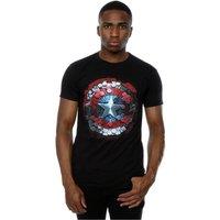 Marvel Men's Captain America Civil War Hex Shield T-Shirt in Black | Size: 3XL