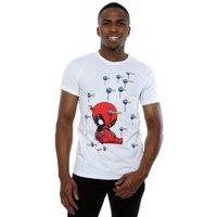 Marvel Men's Deadpool Cartoon Knockout T-Shirt in White | Size: 2XL