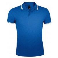 SOL'S Men's Pasadena Tipped Short Sleeve Pique Polo Shirt in Bright Blue | Size: XL