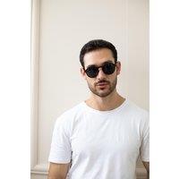 SVNX Men's Rounded Wayfarer Style Sunglasses in Black