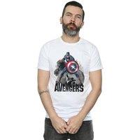 Marvel Men's Captain America Action Pose T-Shirt in White | Size: Large