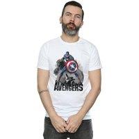 Marvel Men's Captain America Action Pose T-Shirt in White | Size: XL