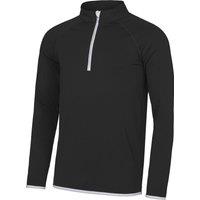 AWDis Men's Just Cool Half Zip Sweatshirt in Jet Black | Size: 2XL