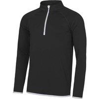 AWDis Men's Just Cool Half Zip Sweatshirt in Jet Black | Size: Small