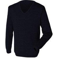Henbury Men's 12 Gauge Fine Knit V-Neck Jumper Sweatshirt in Navy | Size: Small