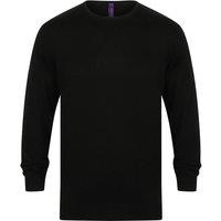 Henbury Men's Crew Neck 12 Gauge Fine Knit Jumper Sweatshirt in Black | Size: XL