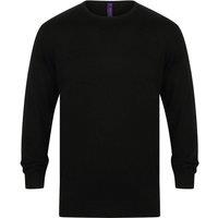 Henbury Men's Crew Neck 12 Gauge Fine Knit Jumper Sweatshirt in Black | Size: Small
