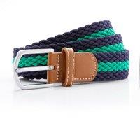 Asquith & Fox Men's Two Colour Stripe Braid Stretch Belt in Mid Navy