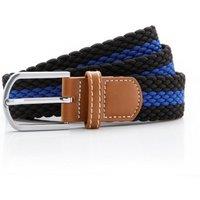 Asquith & Fox Men's Two Colour Stripe Braid Stretch Belt in Black