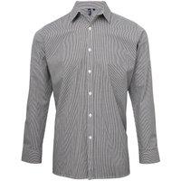 Premier Men's Microcheck Long Sleeve Shirt in Black | Size: Large