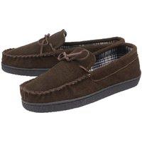 Dunlop Men's Real Suede Leather Fleece Lined Slippers in Brown | Size: 12