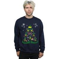 Elf Men's Christmas Tree Sweatshirt in Navy | Size: 2XL