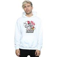 Tom & Jerry Men's Cat & Mouse Chase Hoodie in White | Size: Medium