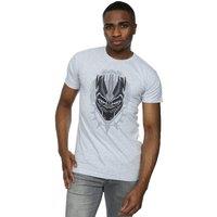 Marvel Men's Black Panther Head T-Shirt in Grey | Size: 3XL