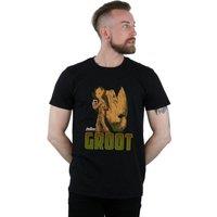 Marvel Men's Avengers Infinity War Groot Character T-Shirt in Black | Size: 3XL