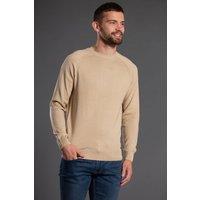 Kensington Eastside Men's Crew Neck Textured Jumper in Stone | Size: 2XL