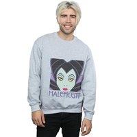 Disney Men's Maleficent Cropped Head Sweatshirt in Grey | Size: Medium