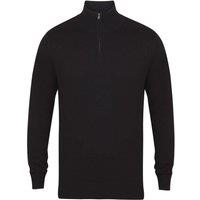 Henbury Men's 1 4 Zip Long Sleeve Jumper in Black | Size: 3XL
