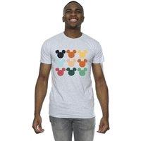 Disney Men's Mickey Mouse Heads Square T-Shirt in Grey | Size: XL