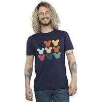 Disney Men's Mickey Mouse Heads Square T-Shirt in Navy | Size: Small