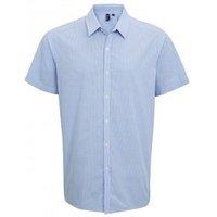 Premier Men's Gingham Short Sleeve Shirt in Light Blue | Size: Medium