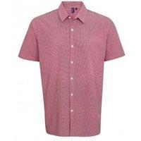 Premier Men's Gingham Short Sleeve Shirt in Red | Size: Medium