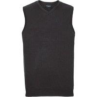 Russell Men's Collection V-Neck Sleevless Knitted Pullover Top Jumper in Black | Size: XS