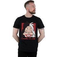 Disney Men's Cruella De Vil Cropped Head T-Shirt in Black | Size: 3XL