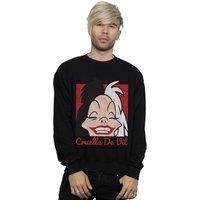 Disney Men's Cruella De Vil Cropped Head Sweatshirt in Black | Size: Small